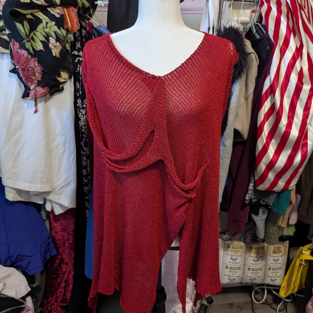 Subversive Red Women's Knit Tunic Top